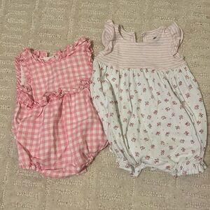 2 Baby Gap pink rompers or bubbles, size 3-6 months